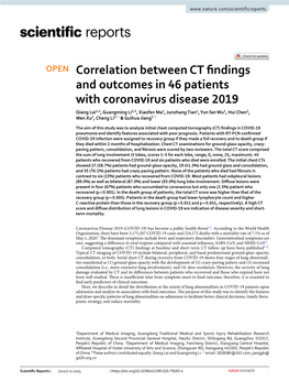 Correlation Between CT Findings and Outcomes in 46 Patients with Coronavirus Disease 2019