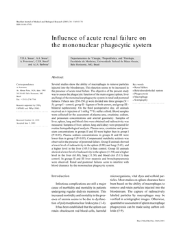 Influence of Acute Renal Failure on the Mononuclear Phagocytic System