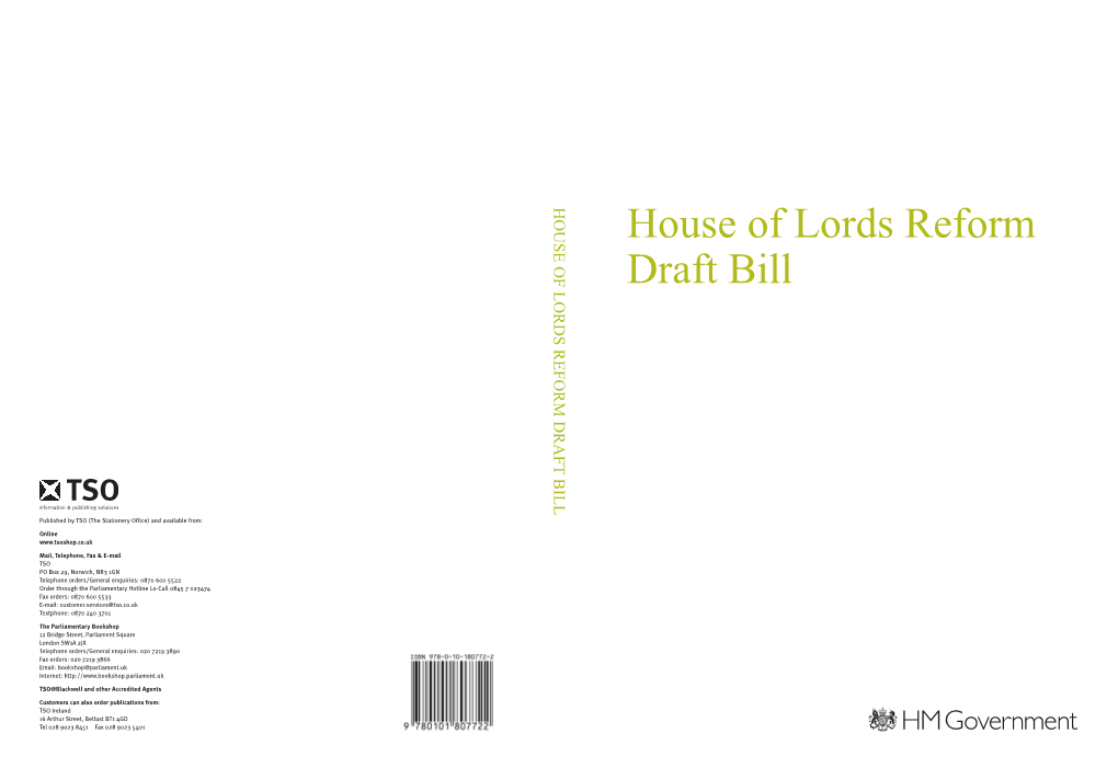 House of Lords Reform Draft Bill House of Lords Reform Draft Bill