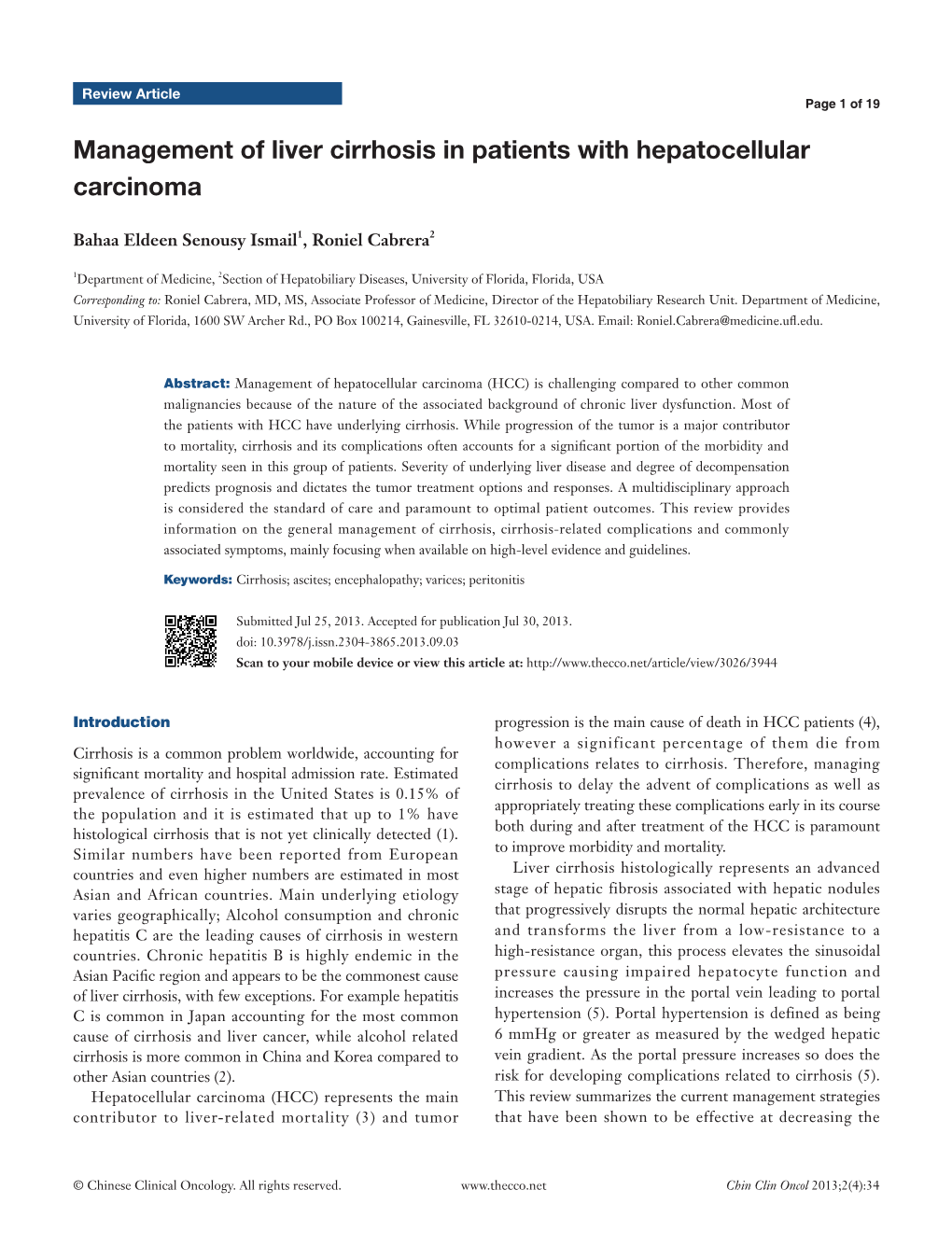 Management of Liver Cirrhosis in Patients with Hepatocellular Carcinoma