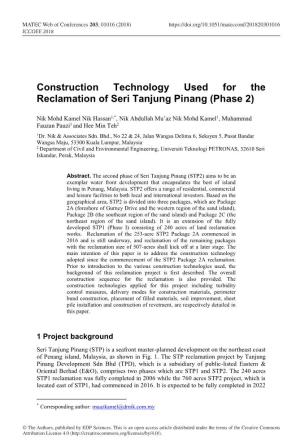 Construction Technology Used for the Reclamation of Seri Tanjung Pinang (Phase 2)