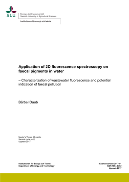 Application of 2D Fluorescence Spectroscopy on Faecal Pigments in Water