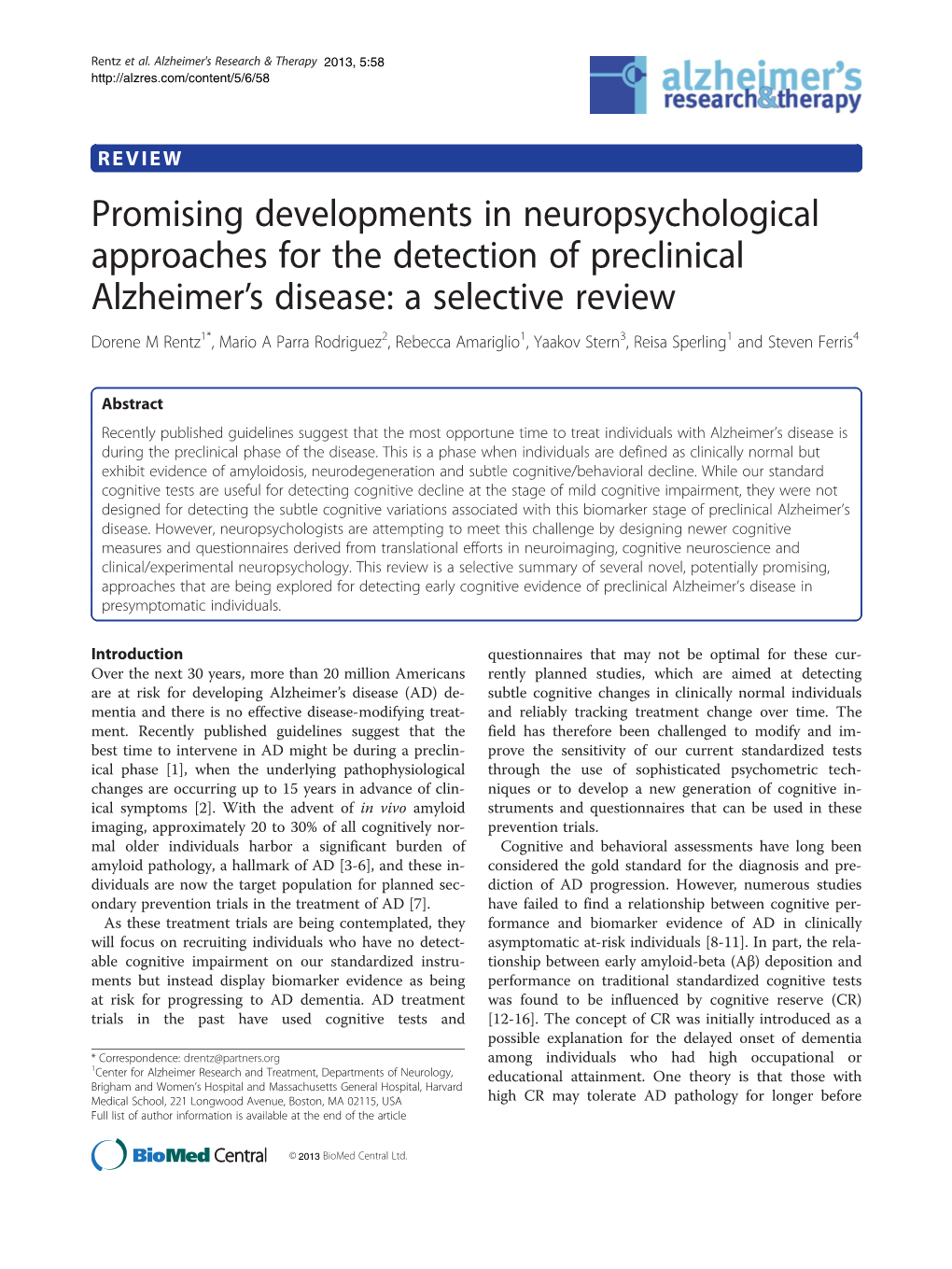 Promising Developments in Neuropsychological Approaches For
