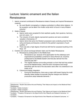 Lecture: Islamic Ornament and the Italian Renaissance 1