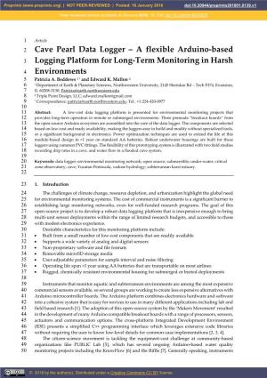 Cave Pearl Data Logger – a Flexible Arduino-Based 3 Logging Platform for Long-Term Monitoring in Harsh 4 Environments 5 Patricia A
