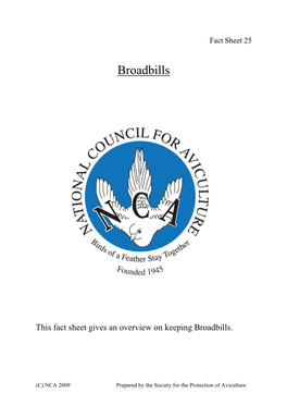 This Fact Sheet Gives an Overview on Keeping Broadbills