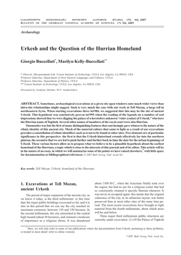 Urkesh and the Question of the Hurrian Homeland