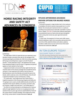 Horse Racing Integrity and Safety Act Advances In