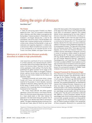 Dating the Origin of Dinosaurs Hans-Dieter Suesa,1