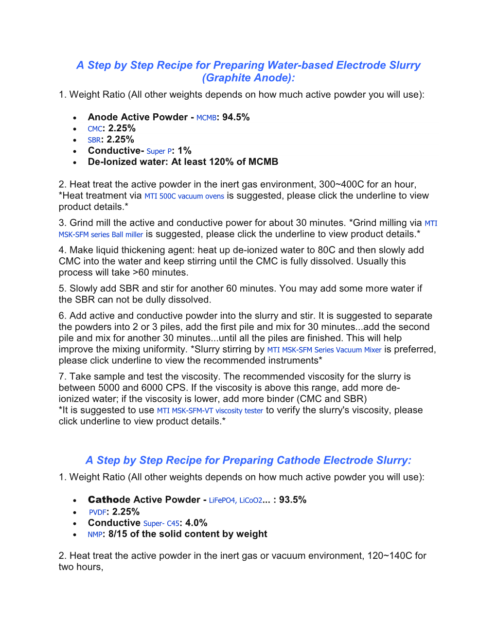 Step by Step Recipe for Preparing Anode & Cathode Electrode Slurry