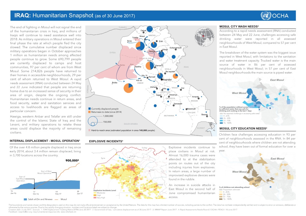 IRAQ: Humanitarian Snapshot (As of 30 June 2017)