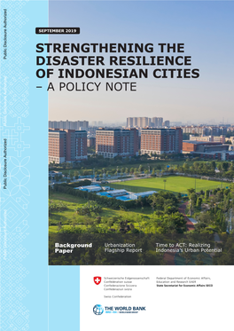 Strengthening the Disaster Resilience of Indonesian Cities – a Policy Note