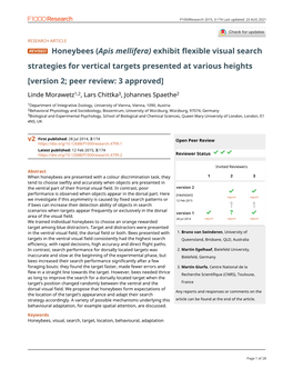 Honeybees (Apis Mellifera) Exhibit Flexible Visual Search Strategies for Vertical Targets Presented at Various Heights [Version 2; Peer Review: 3 Approved]