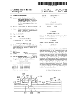 (12) United States Patent (10) Patent N0.: US 7,491,610 B2 Chaudhry Et A]