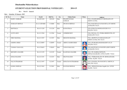 Student's Election Provissional Voter List : 2014-15