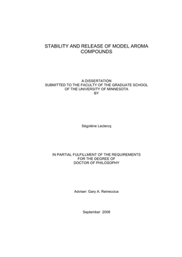 Stability and Release of Model Aroma Compounds