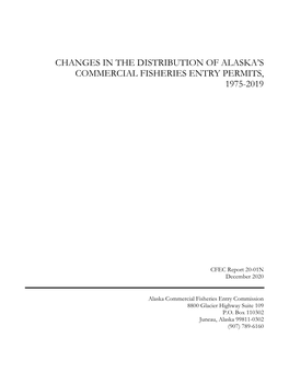Changes in the Distribution of Alaska's Commercial Fisheries Entry Permits, 1975-2019 Page I Contents