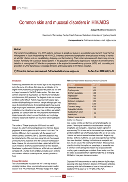 Common Skin and Mucosal Disorders in HIV/AIDS