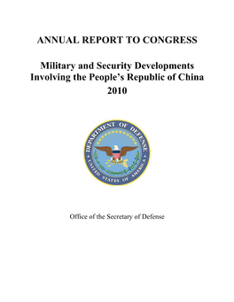 Military and Security Developments, People's Republic of China 2010