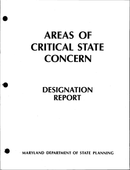 Areas of Critical State Concern, Designation Report, Maryland
