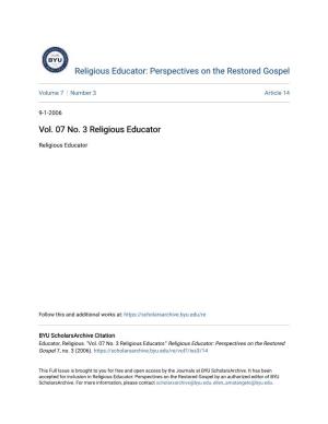 Vol. 07 No. 3 Religious Educator