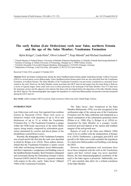 The Early Katian (Late Ordovician) Reefs Near Saku, Northern Estonia and the Age of the Saku Member, Vasalemma Formation