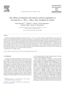 The Effects of Saturation and Velocity Selective Population in Two-Step 6S1/2 →6P3/2 →6D5/2 Laser Excitation in Cesium ⁎ Vlasta Horvatic B, , Tiffany L