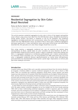 Residential Segregation by Skin Color: Brazil Revisited