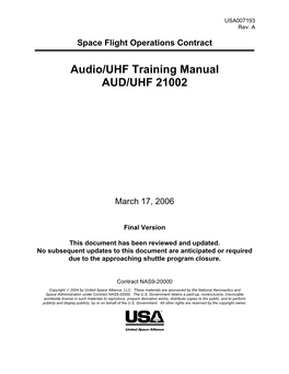 Audio/UHF Training Manual AUD/UHF 21002