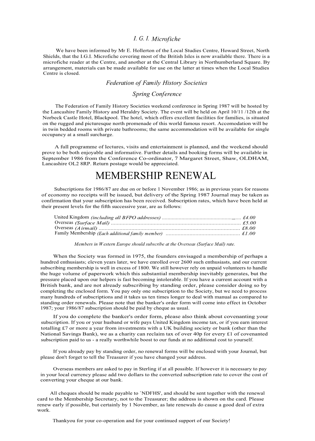 Membership Renewal