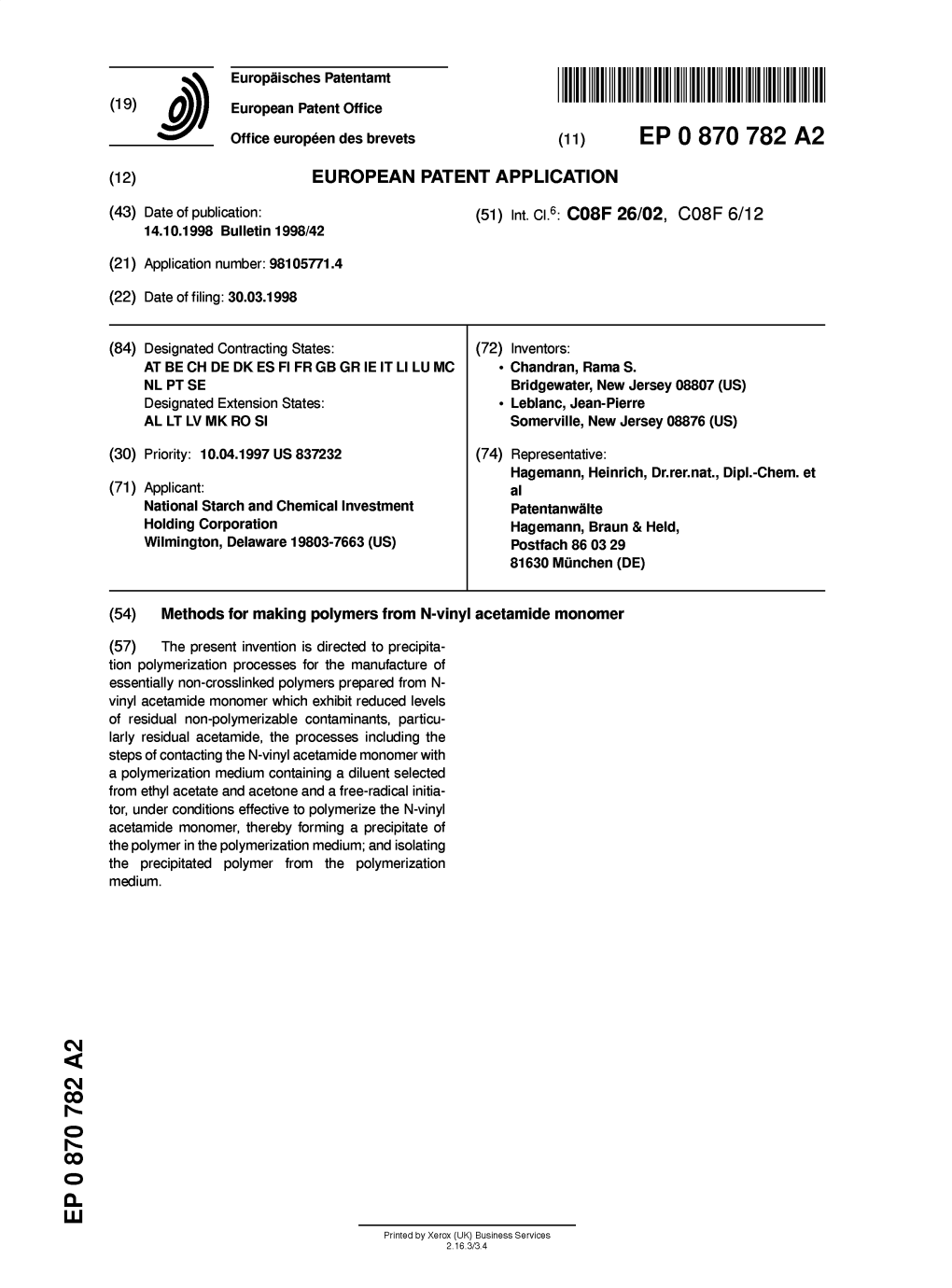 Methods for Making Polymers from N-Vinyl Acetamide Monomer