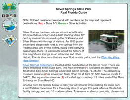 Silver Springs Itinerary