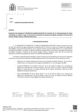 (ALBERCA-INY/AYE) Resolución Del Expediente C-659/2012-SA