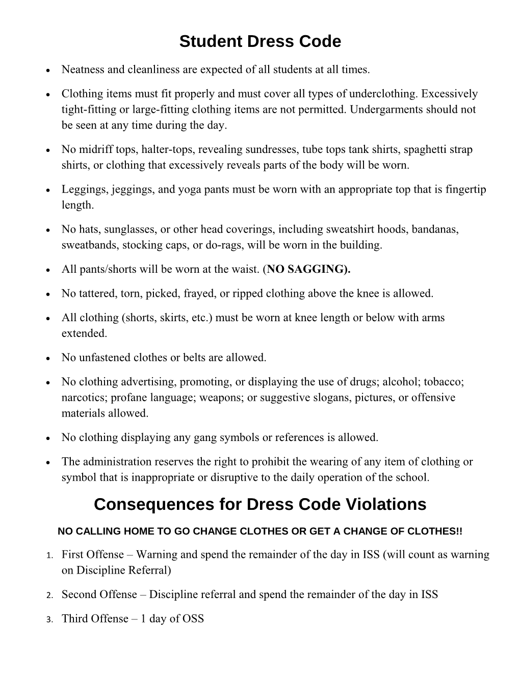 Student Dress Code s1