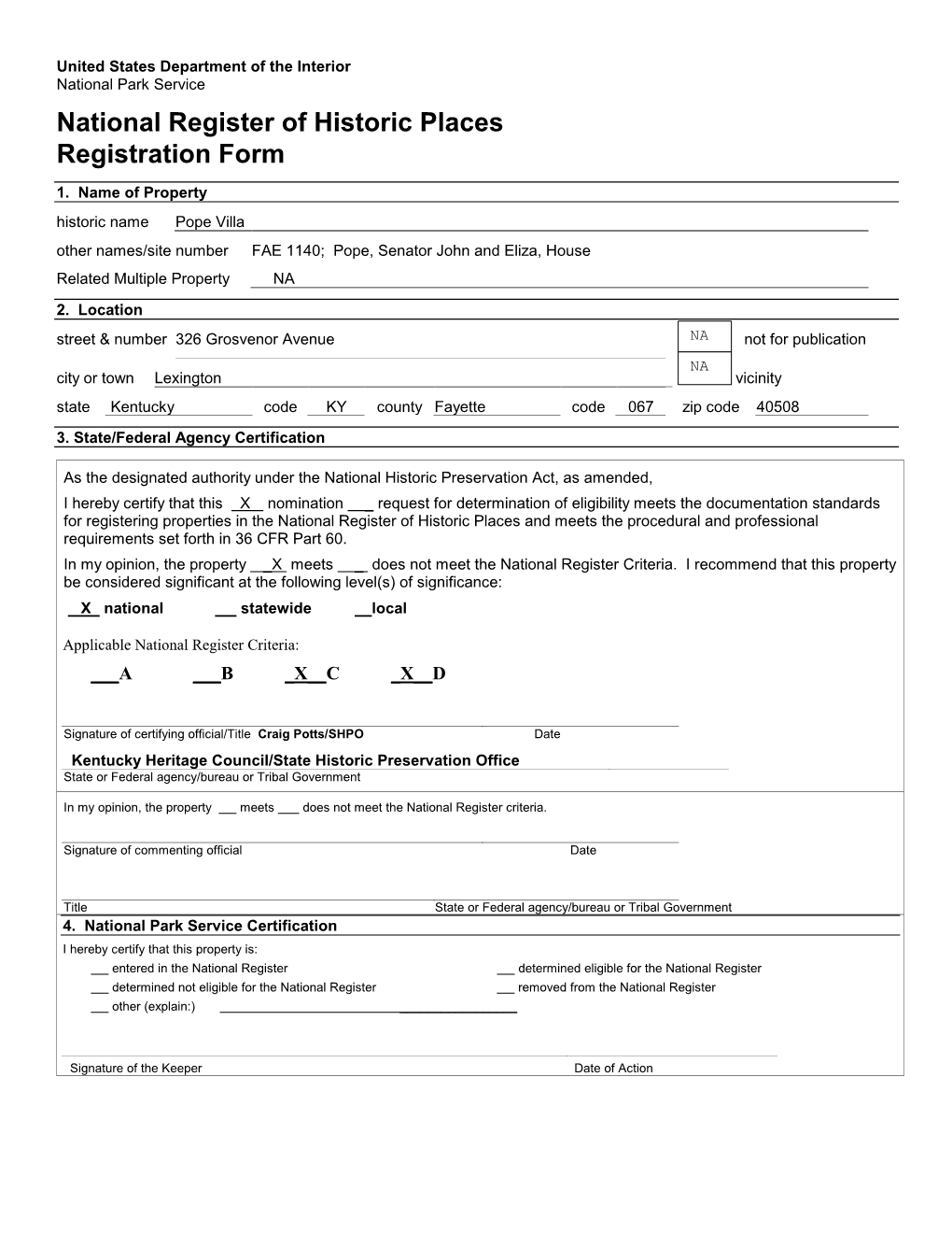 NPS Form 10 900 OMB No. 1024 0018