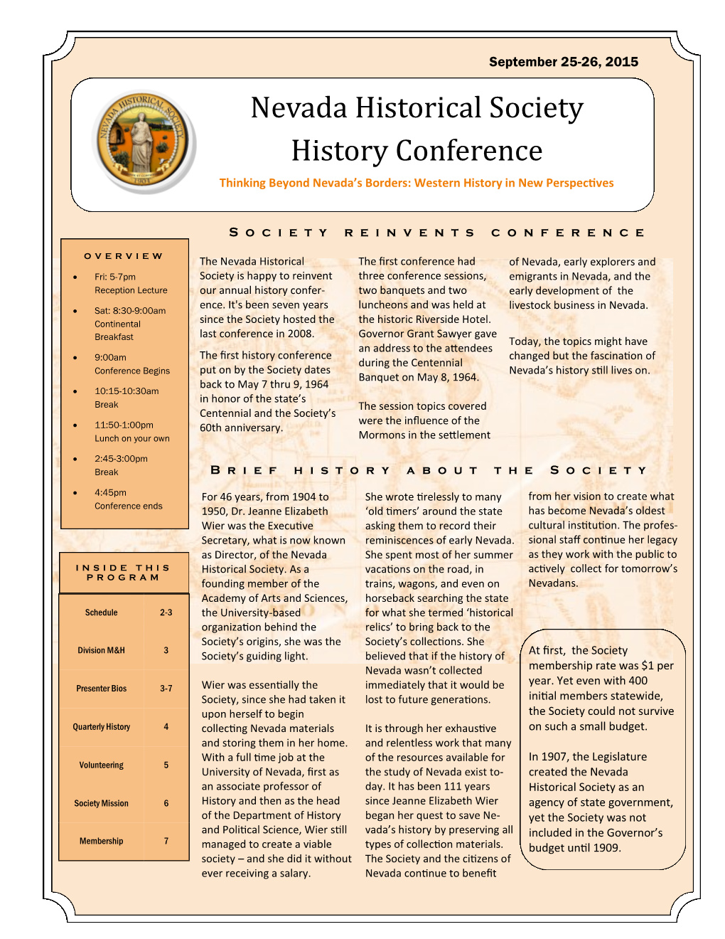 NHS History Conference Program 2015