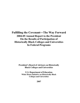 2004-05 Report to the President on Historically Black Colleges And