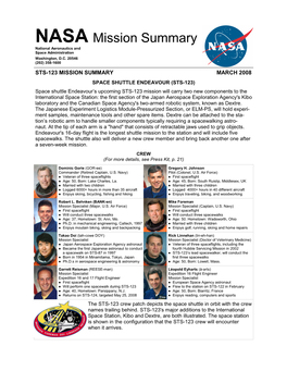 STS-123 Fact Sheet
