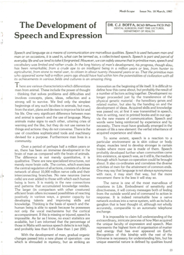 The Development of Speech and Expression