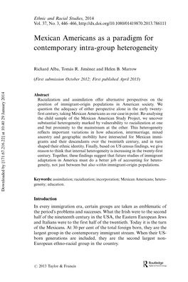 Mexican Americans As a Paradigm for Contemporary Intra-Group Heterogeneity