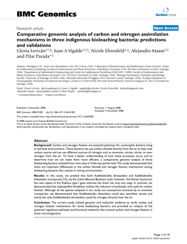Comparative Genomic Analysis of Carbon and Nitrogen Assimilation