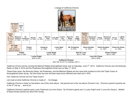 Lineage of California Chrome California Chrome