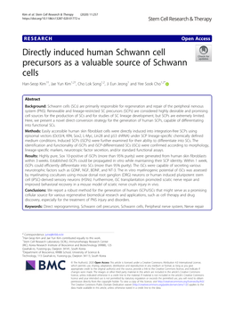 Directly Induced Human Schwann Cell Precursors As a Valuable Source Of