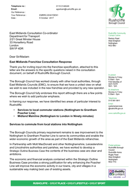 Response to the East Midlands Rail Refranchise Consultation