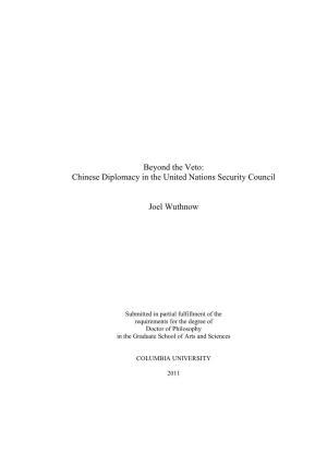 Chinese Diplomacy in the United Nations Security Council Joel