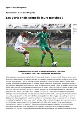 Les Verts Choisissent-Ils Leurs Matches ?