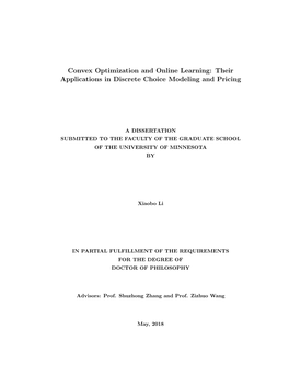 Convex Optimization and Online Learning: Their Applications in Discrete Choice Modeling and Pricing