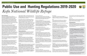 Public Use and Hunting Regulations 2019-2020 Kofa National Wildlife Refuge
