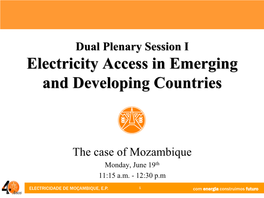 Dual Plenary Session I Electricity Access in Emerging and Developing Countries