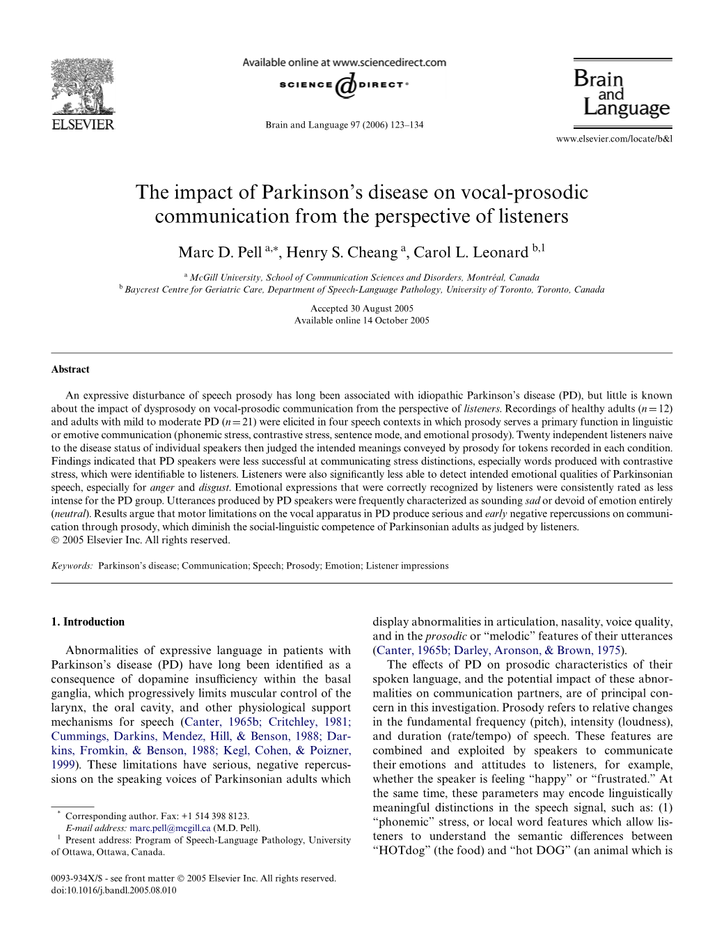 The Impact of Parkinson's Disease on Vocal-Prosodic Communication From